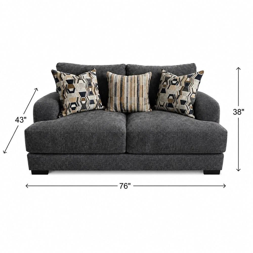 Lennon Pewter Living Room Set with Sofa & Loveseat