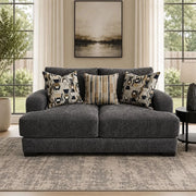 Lennon Pewter Oversized Loveseat with Accent Pillows