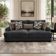 Lennon Pewter Oversized Sofa with Accent Pillows
