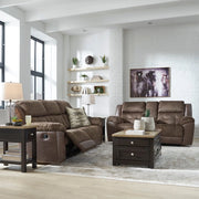 Leroy Chestnut Contemporary Manual Reclining Sofa and Loveseat Living Room Set