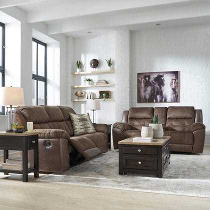Leroy Chestnut Contemporary Manual Reclining Sofa and Loveseat Living Room Set