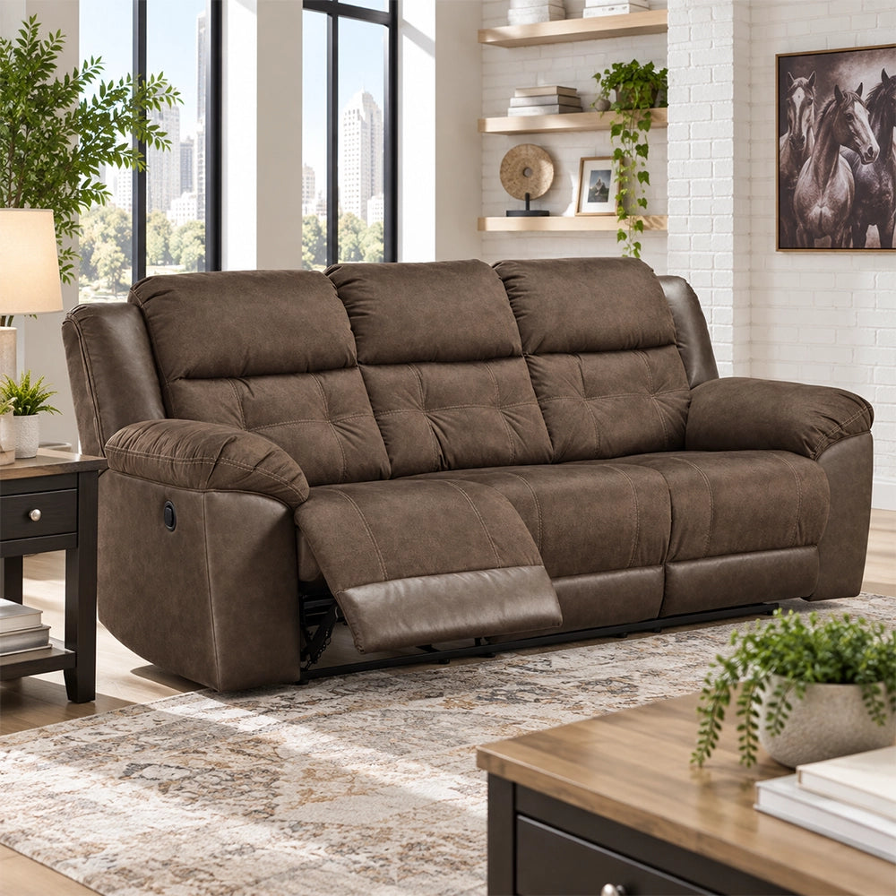 Leroy Chestnut Contemporary Manual Reclining Sofa