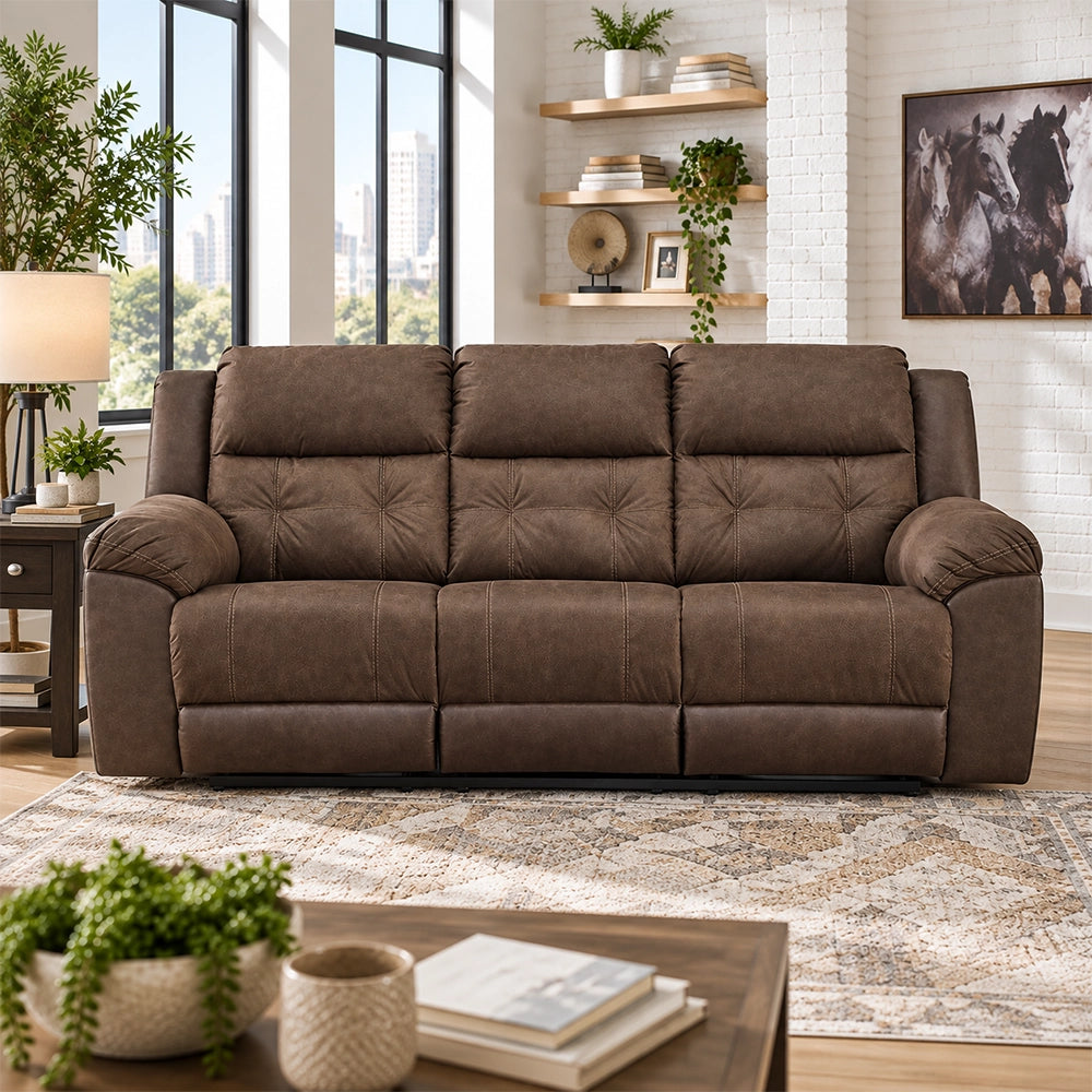 Leroy Chestnut Contemporary Manual Reclining Sofa