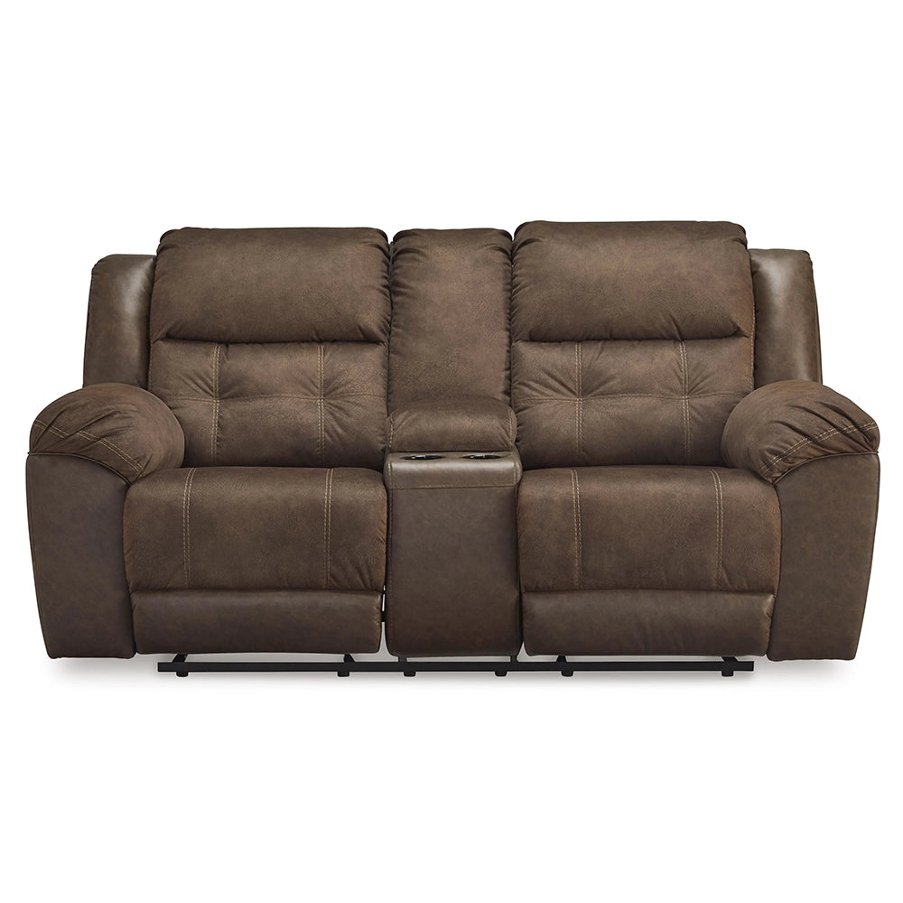Leroy Chestnut Contemporary Manual Reclining Loveseat with Console and Cupholders