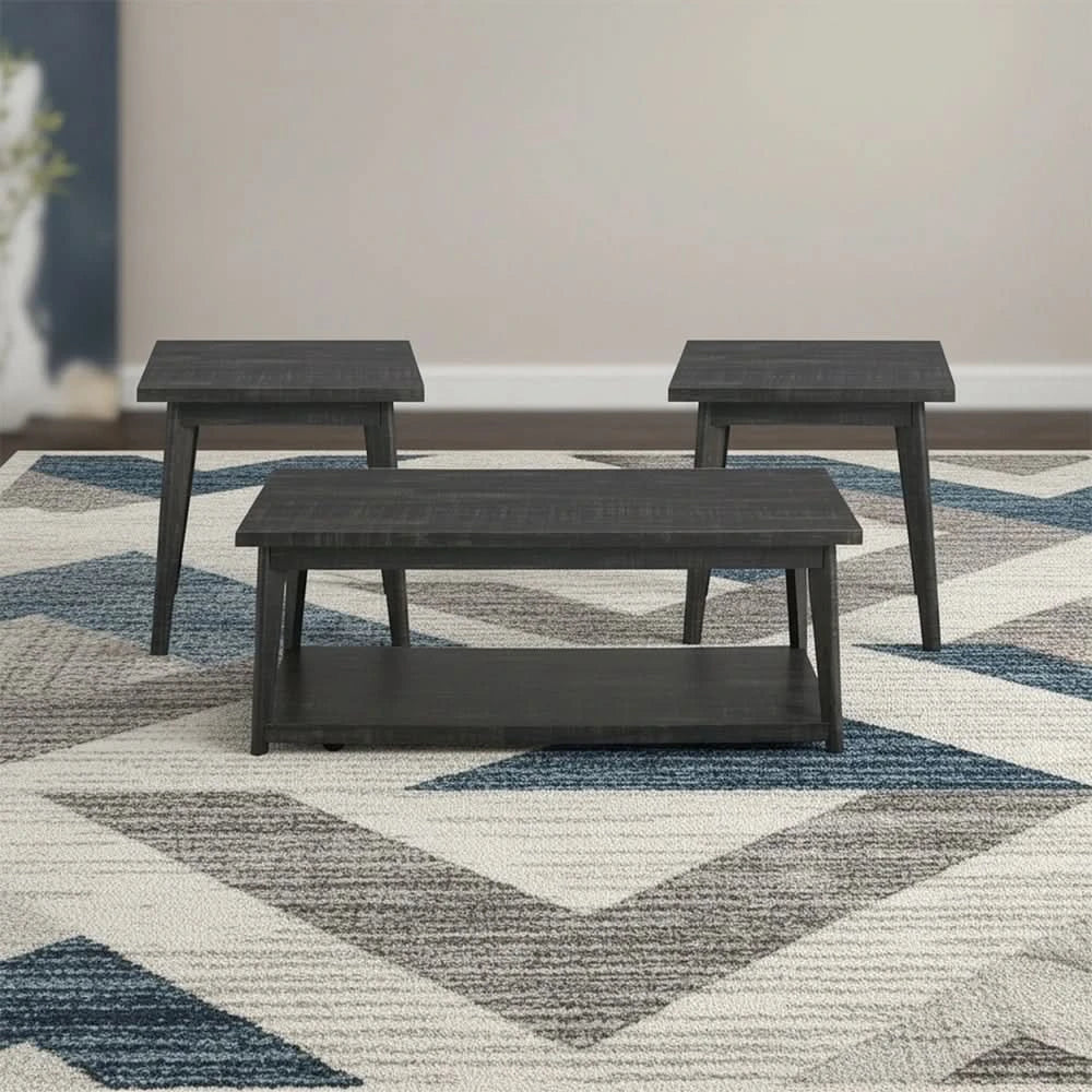 Room Package - Addison Grey Contemporary Sofa and Loveseat Living Room Package with Coffee Table Set & Rug