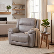 Limestone Fabric Oversized Power Rocker Recliner with USB Charging