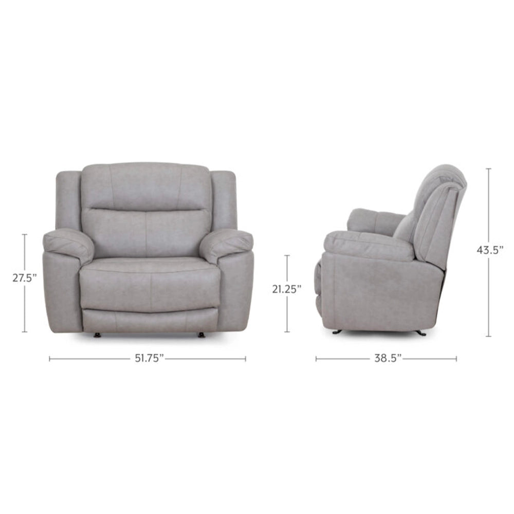 Limestone Fabric Oversized Power Rocker Recliner with USB Charging