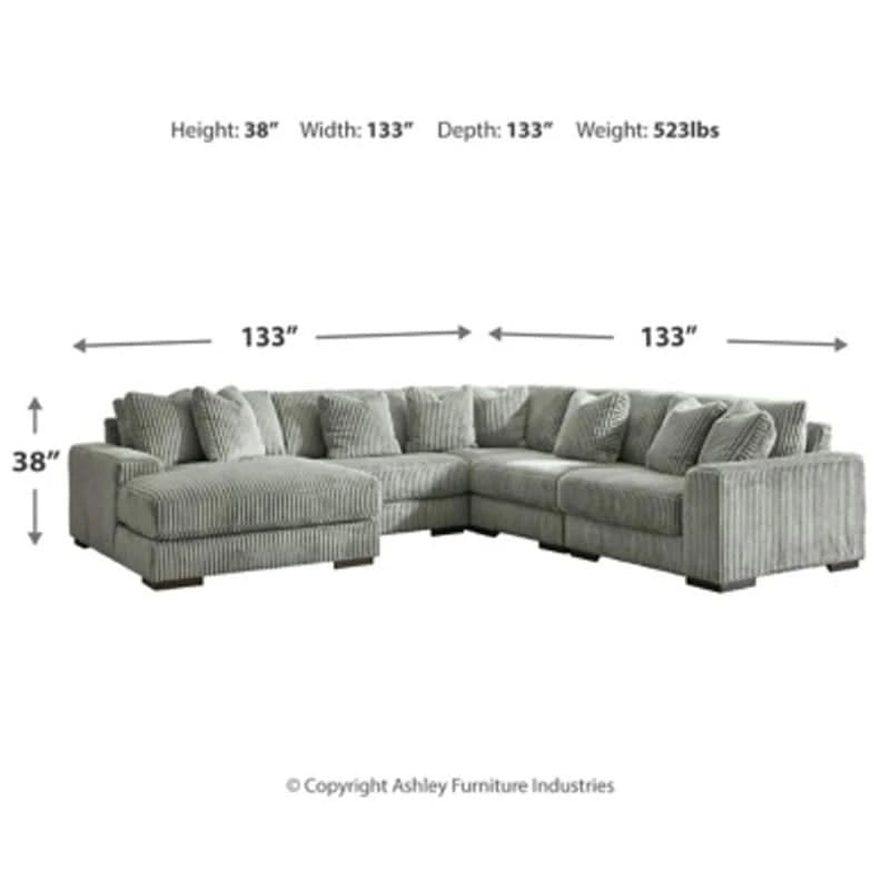 Linx Modern 5 PC Modular Sectional with Chaise and Throw Pillows