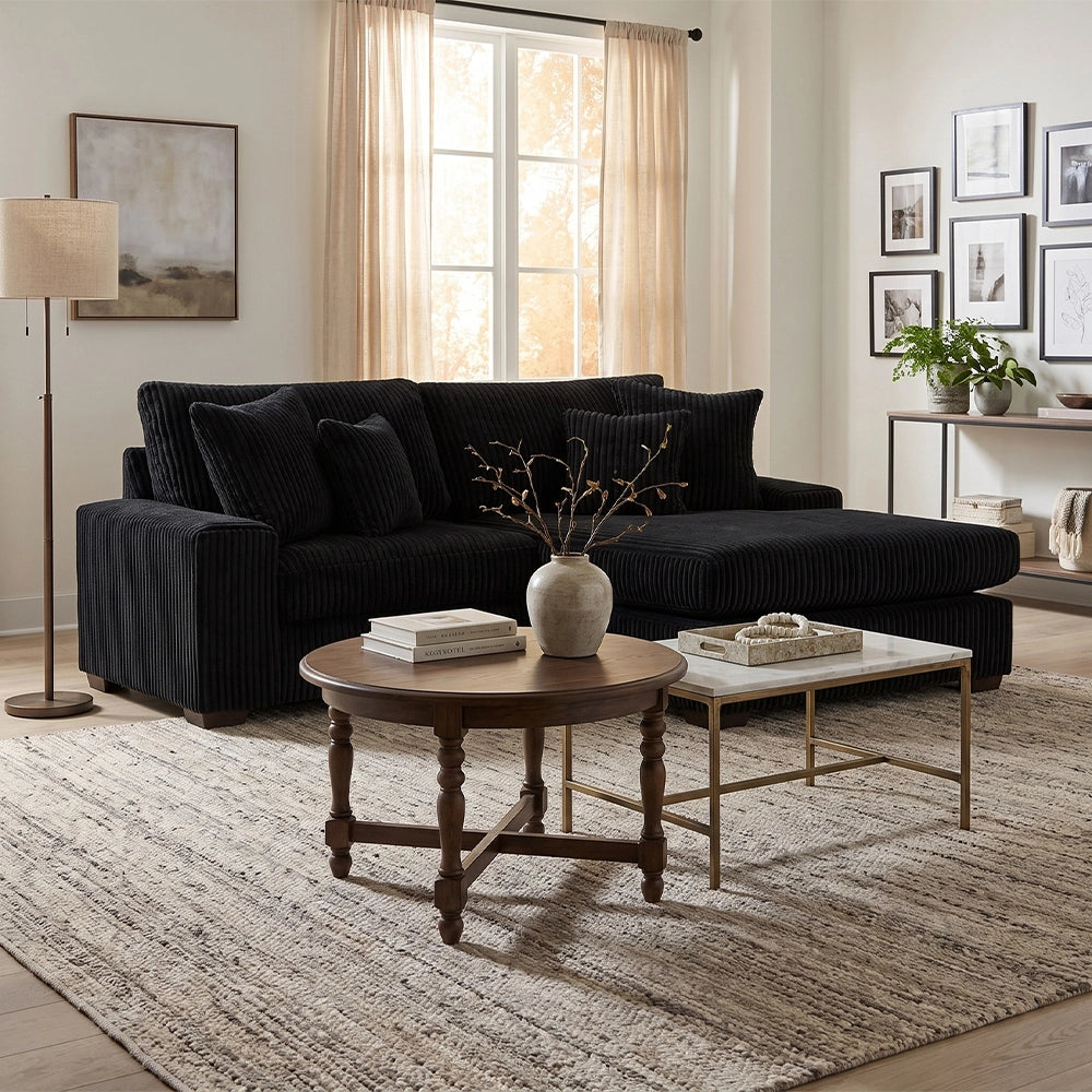 Linx Modern 2 PC Modular Sectional with Chaise and Accent Pillows