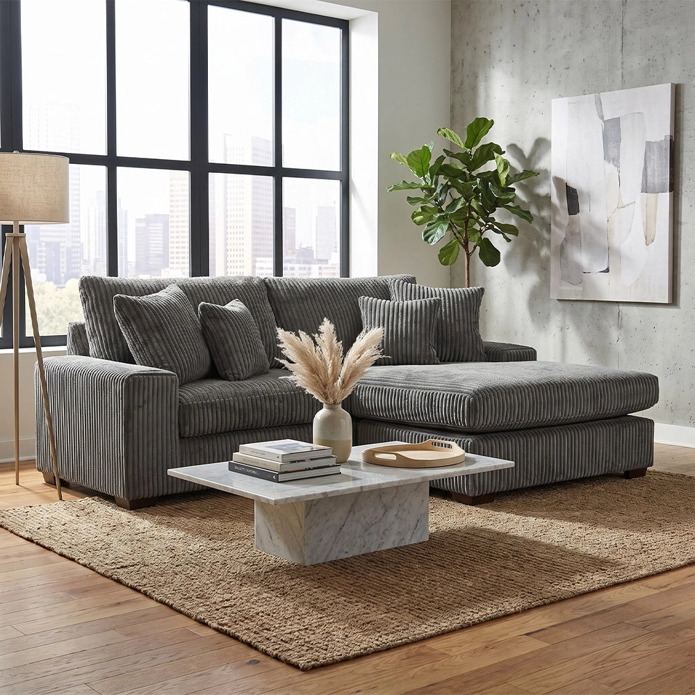Linx Modern 2 PC Modular Sectional with Chaise and Accent Pillows