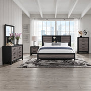 Lisbon Black and Gray Modern Bedroom Set with Dresser and Mirror