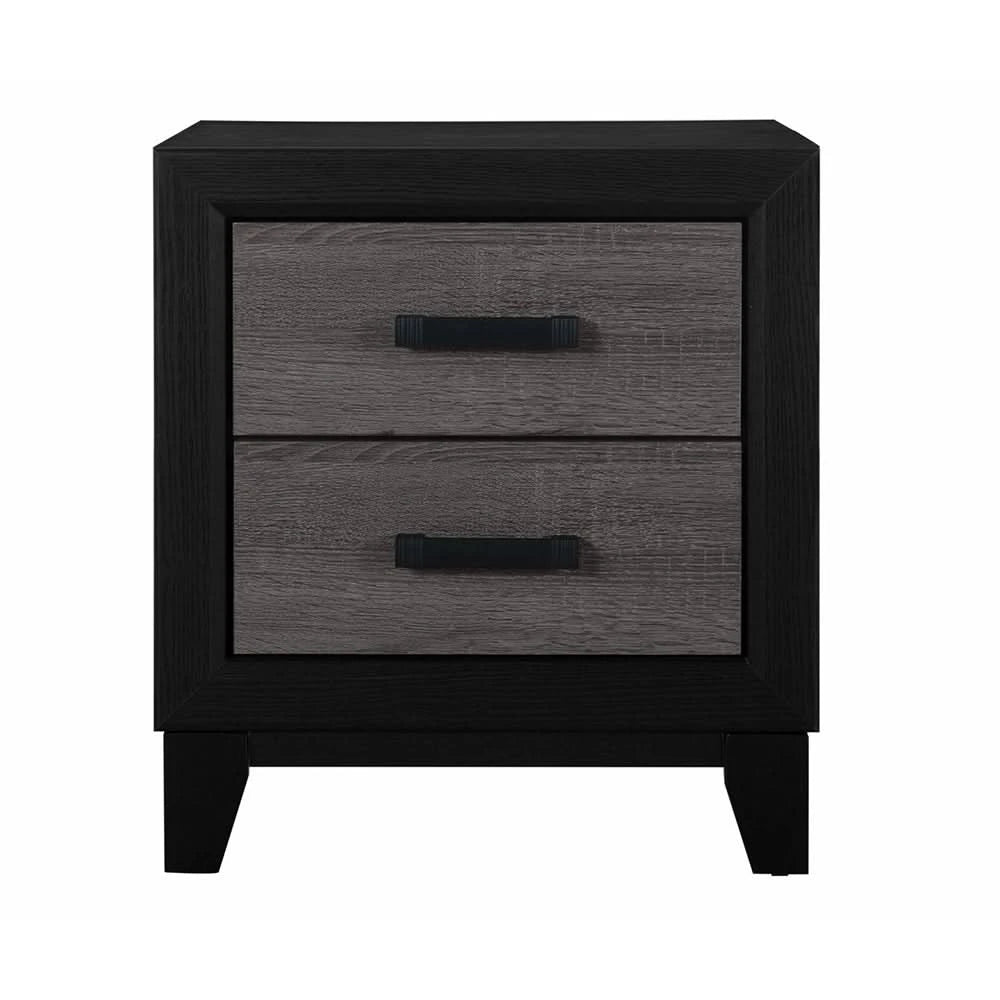 Lisbon Black/Gray Modern 2 Drawer Nightstand