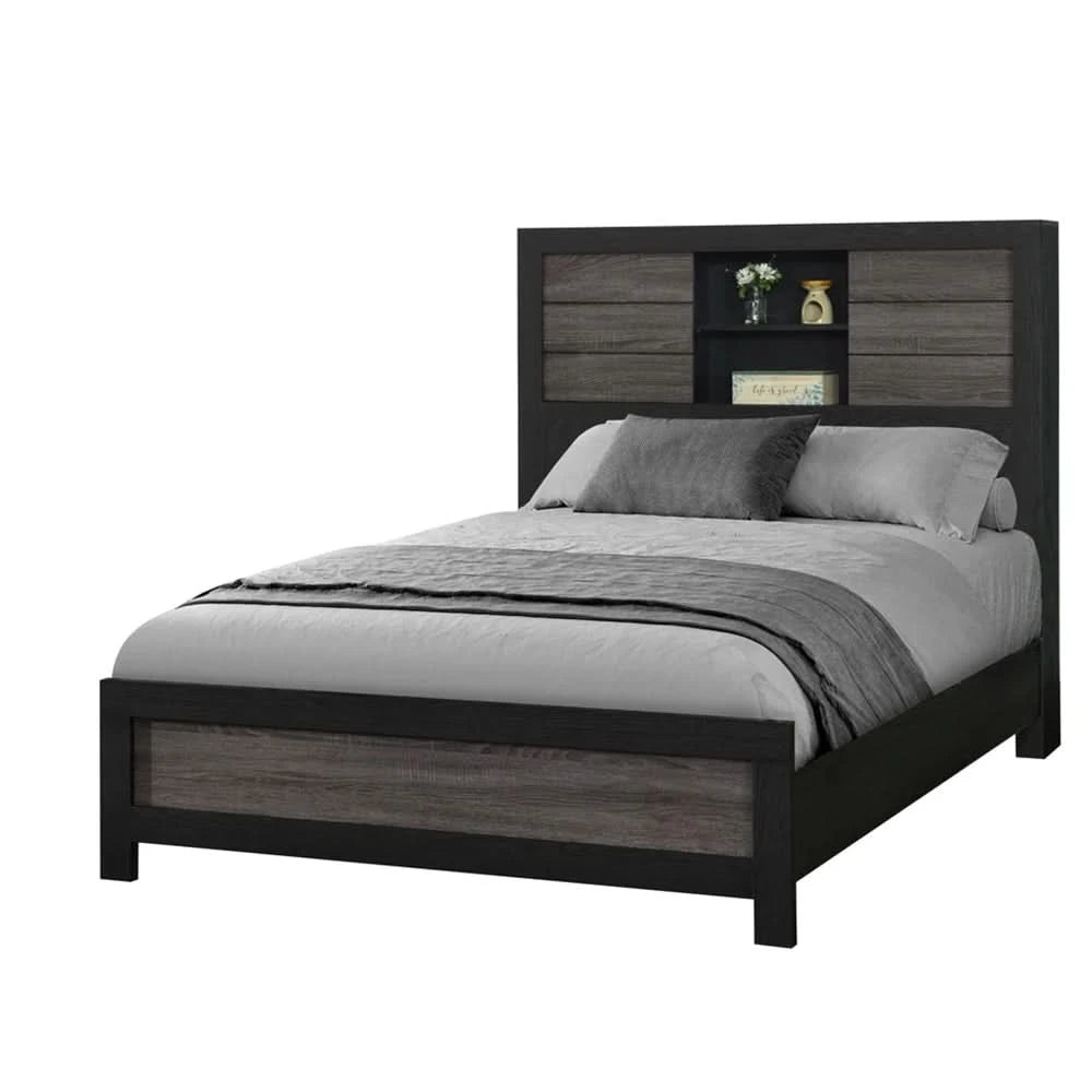 Lisbon Black/Gray Modern 15PC Queen Bedroom Package with Mattress & Comforter Set