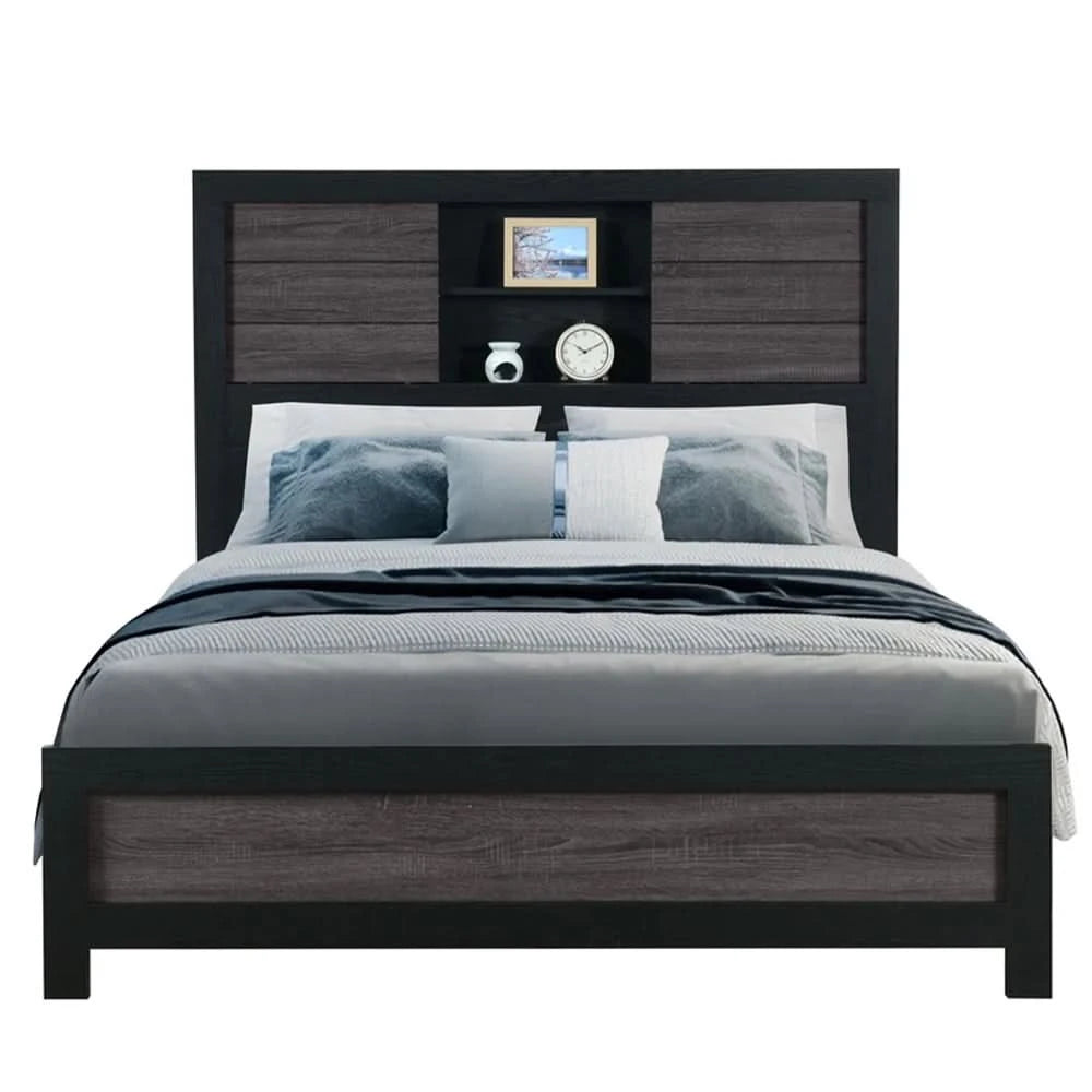 Lisbon Black/Gray Modern 15PC Queen Bedroom Package with Mattress & Comforter Set