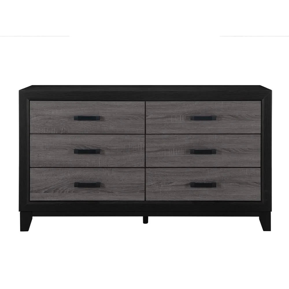 Lisbon Black/Gray Modern 6 Drawer Dresser