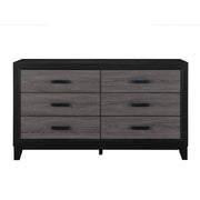 Lisbon Black/Gray Modern 6 Drawer Dresser