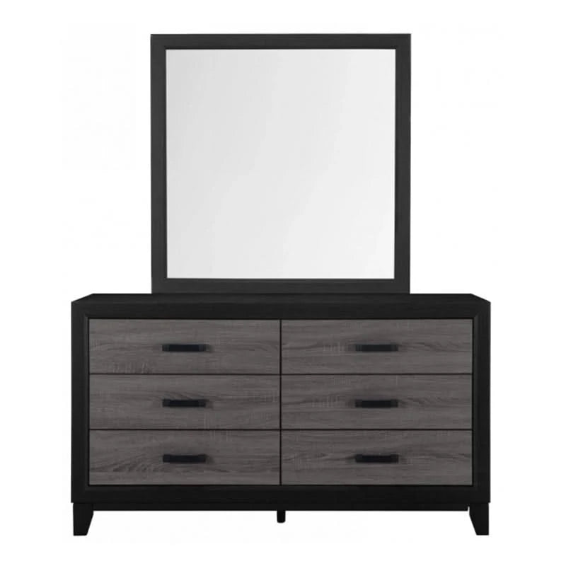 Lisbon Black/Gray Modern 5 PC Bedroom Set Includes Bed (Headboard, Footboard, and Rails), Dresser and Mirror