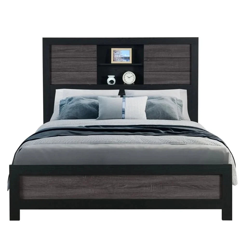 Lisbon Black and Gray Modern Twin Bookcase Bed