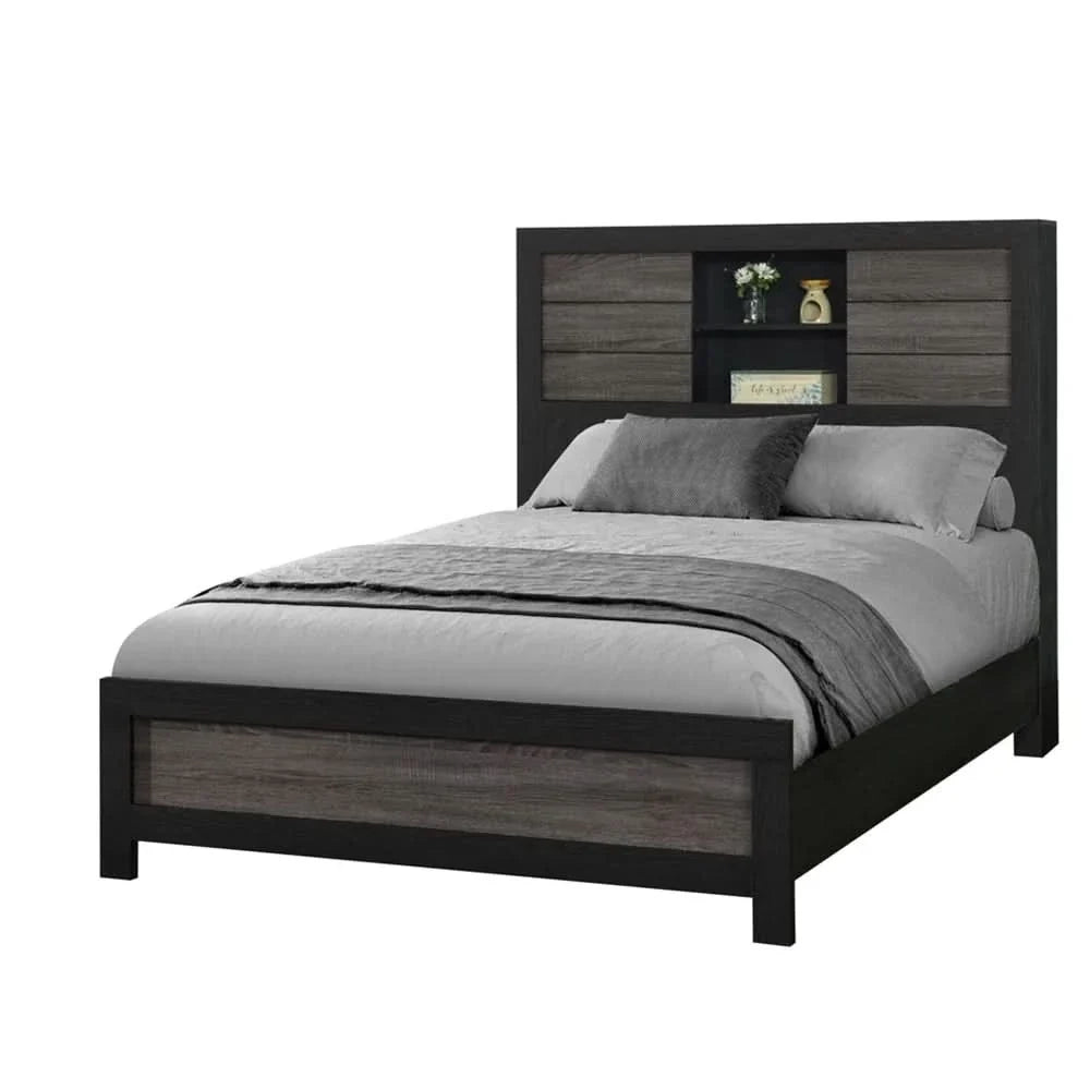Lisbon Black and Gray Modern Twin Bookcase Bed