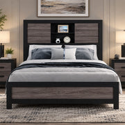 Lisbon Black and Gray Modern Twin Bookcase Bed