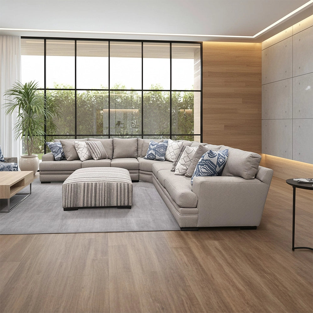 Lonestar Grey Contemporary 3-Piece Sectional with Plush Cushions