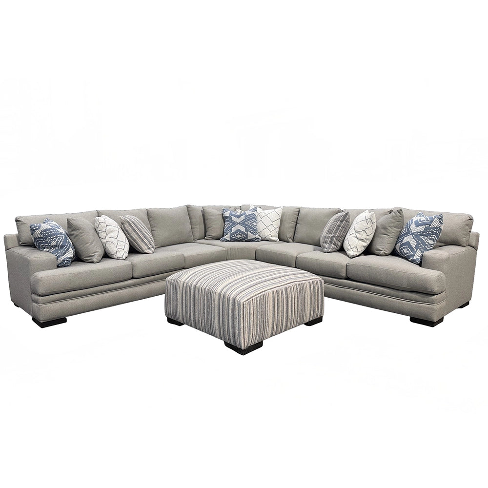 Lonestar Grey Contemporary 3-Piece Sectional with Plush Cushions