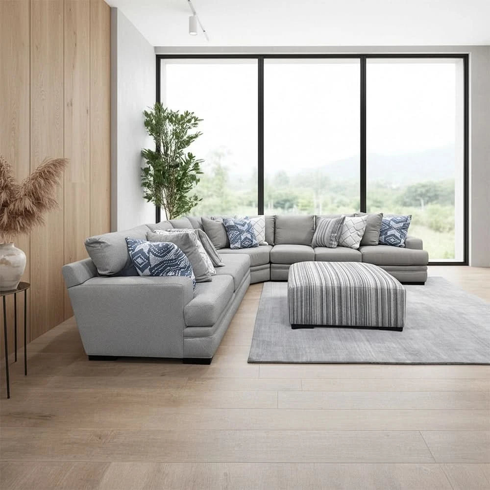 Lonestar Grey Contemporary 3-Piece Sectional with Plush Cushions