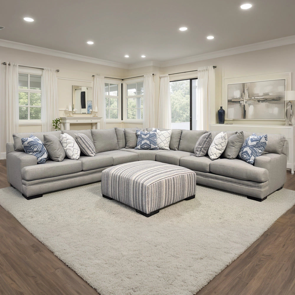 Lonestar Grey Contemporary 3-Piece Sectional with Plush Cushions