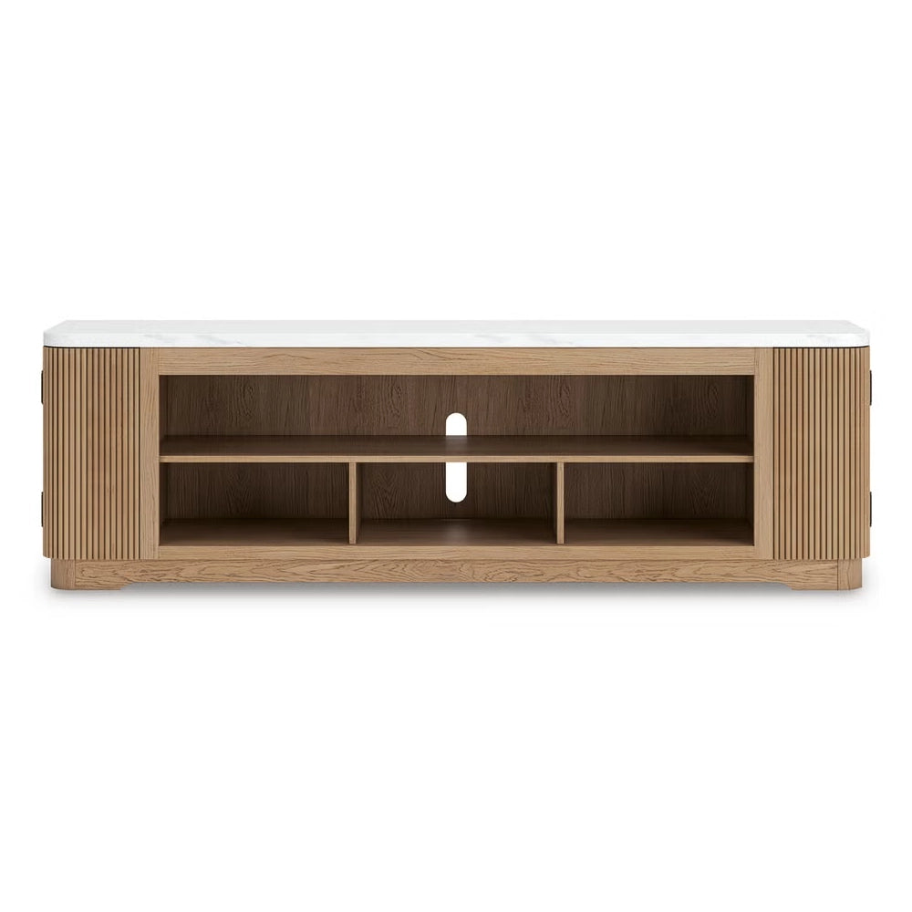 Lori 80-Inch Contemporary TV Stand with Faux Marble Top and Fireplace Option
