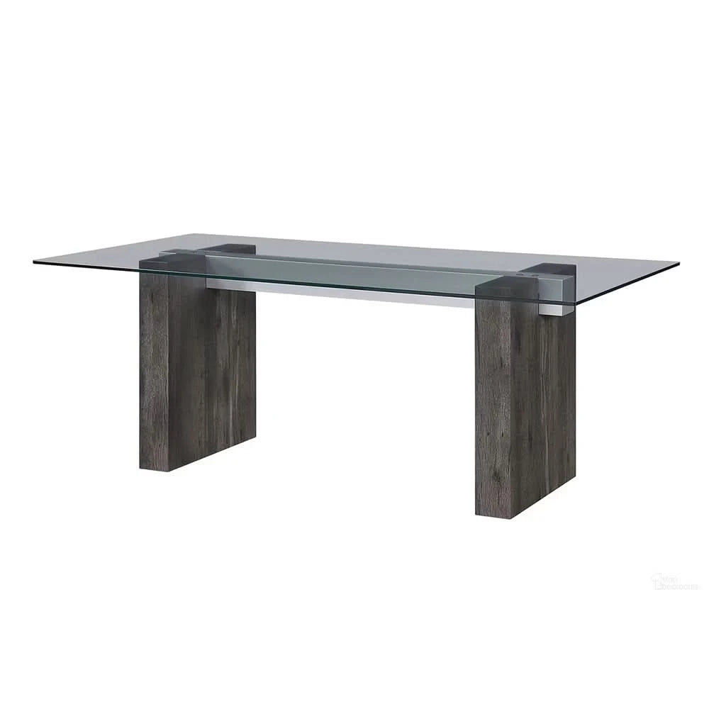 Lumin Clear Glass and Dark Brown Modern Rectangular Dining Table