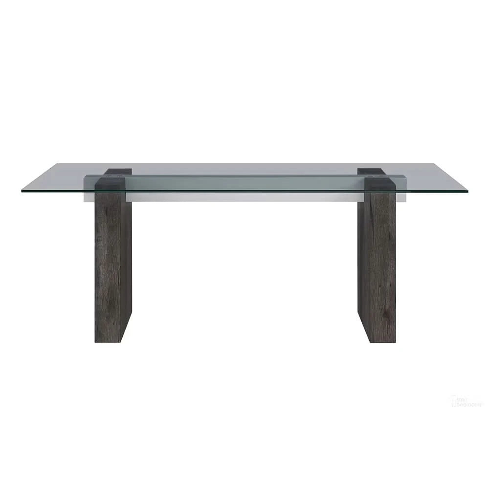 Lumin Clear Glass and Dark Brown Modern Rectangular Dining Table