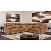 Madrid Canyon Tan Leather Power Reclining 6PC Sectional with Storage Console