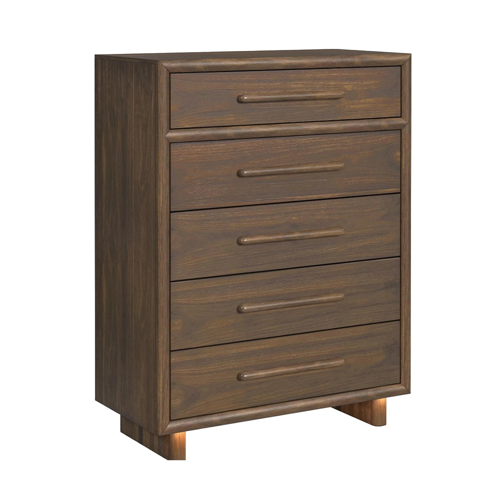 Malibu Walnut 5-Drawer Chest
