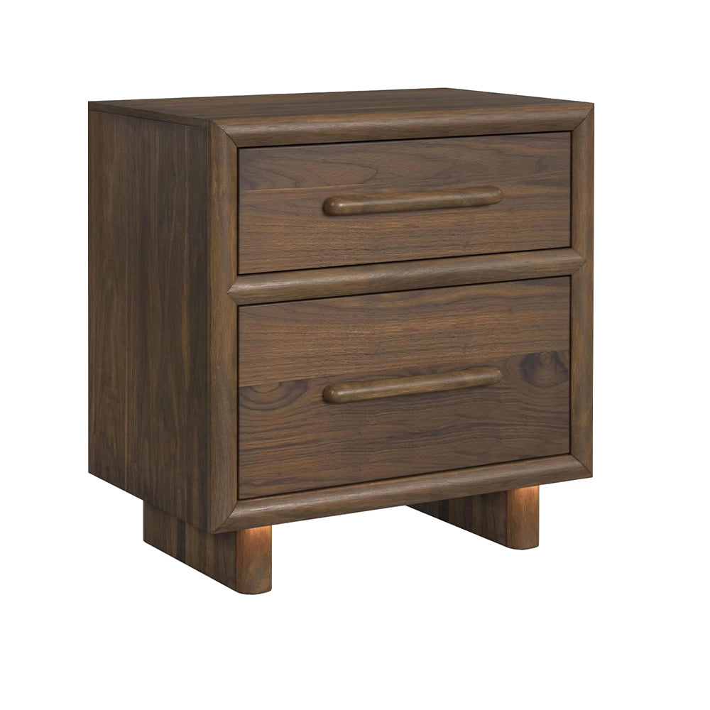 Malibu Walnut 2-Drawer Nightstand with USB Charging