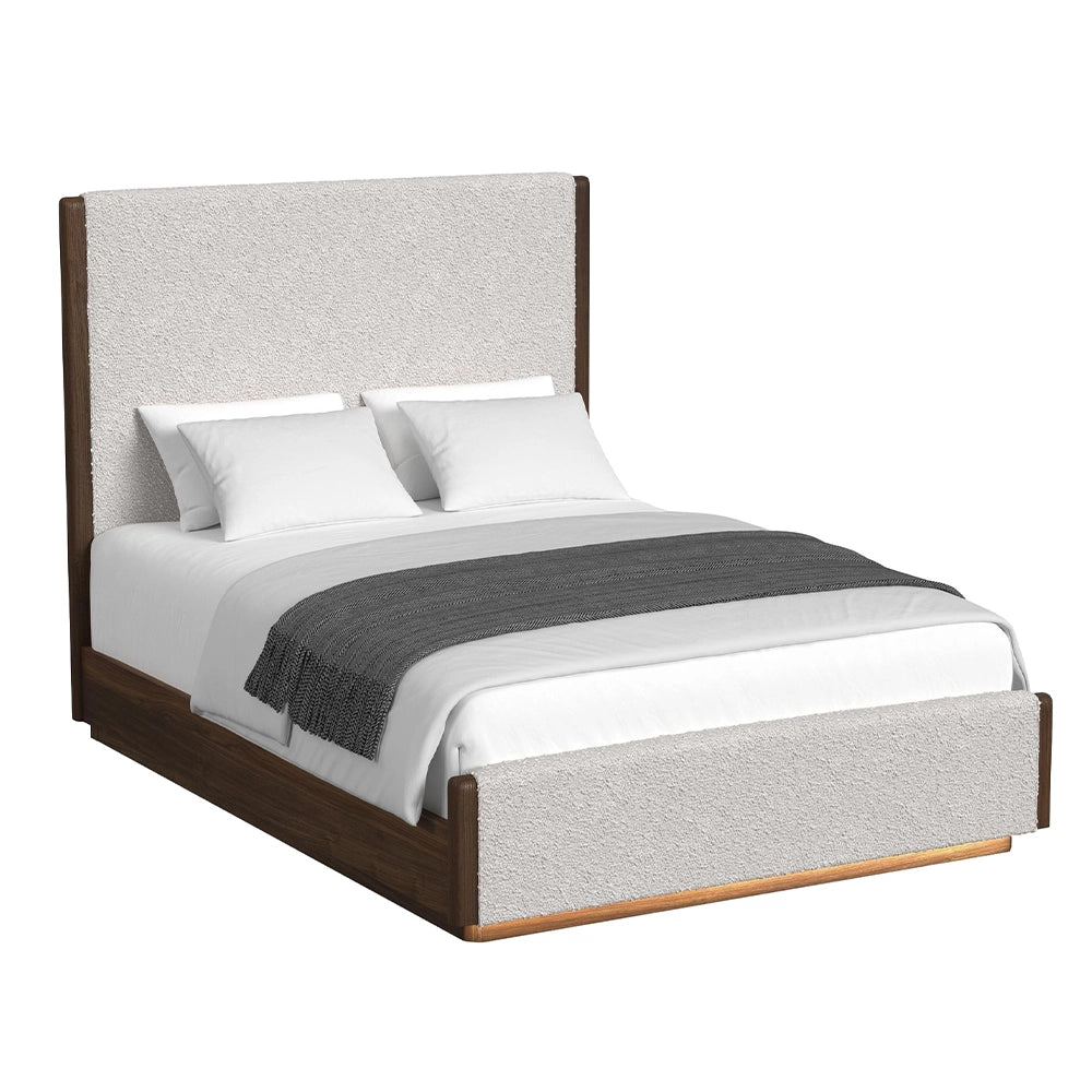 Malibu Walnut Bouclé Upholstered Bed