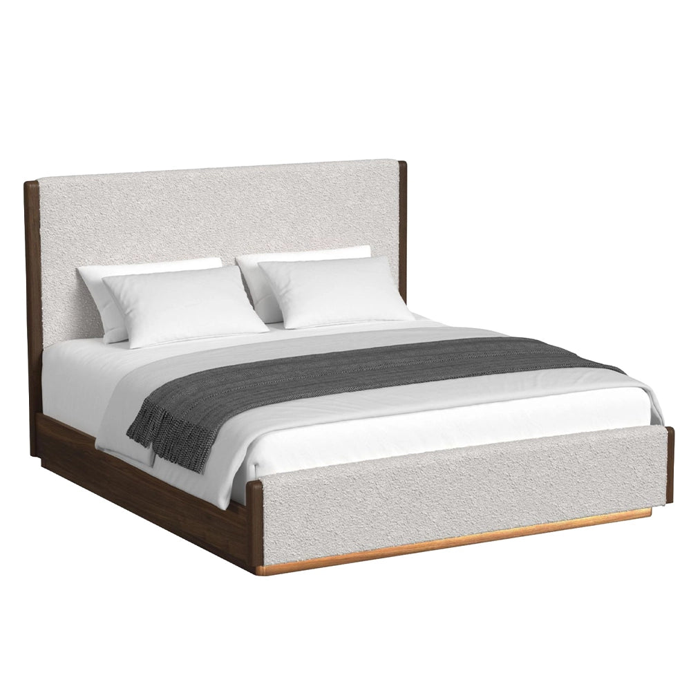 Malibu Walnut Bouclé Upholstered Bed