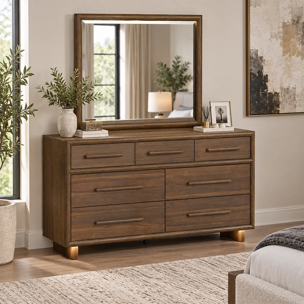 Malibu Walnut Framed Dresser Mirror