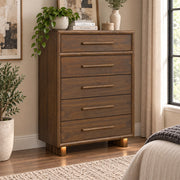 Malibu Walnut 5-Drawer Chest