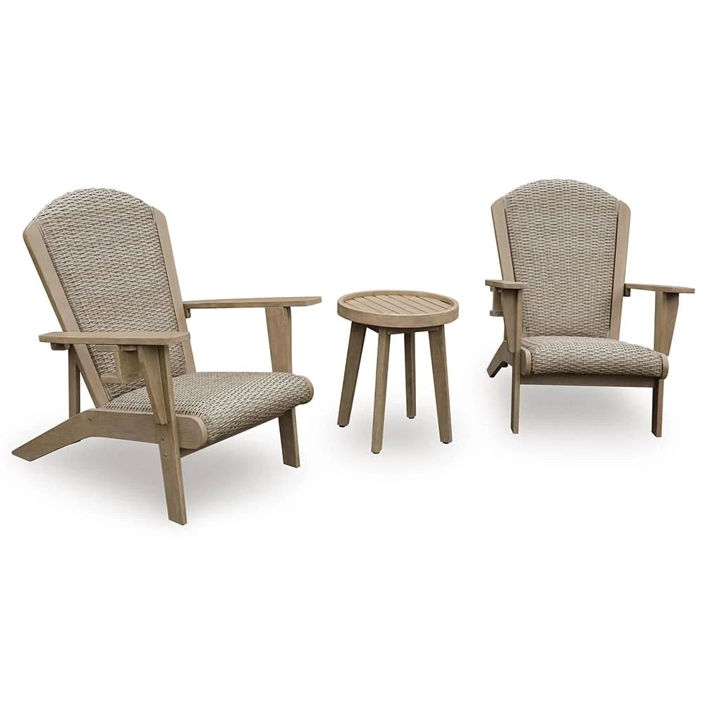 Marina Sun Casual 3PC Outdoor Chair and End Table Set with Resin Wicker & Eucalyptus Wood