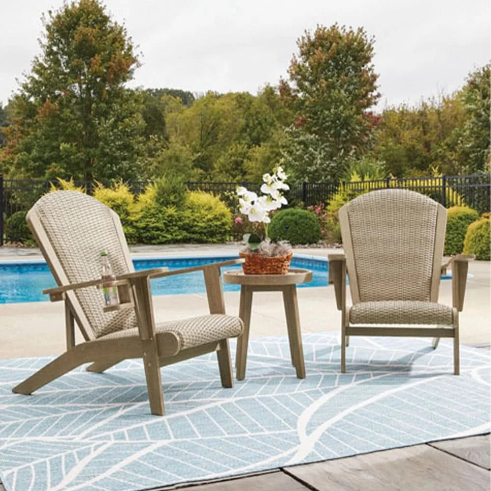 Marina Sun Casual 3PC Outdoor Chair and End Table Set with Resin Wicker & Eucalyptus Wood