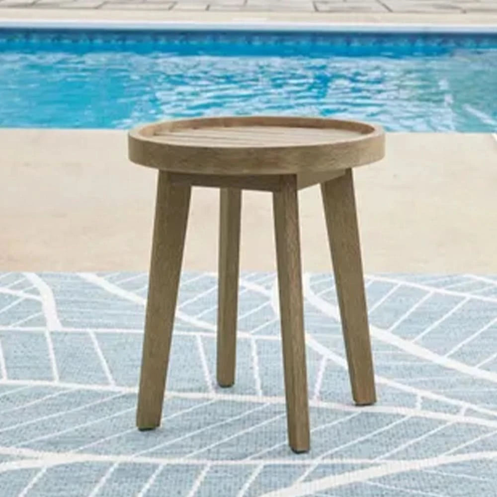 Marina Sun Casual Outdoor End Table with Eucalyptus Wood