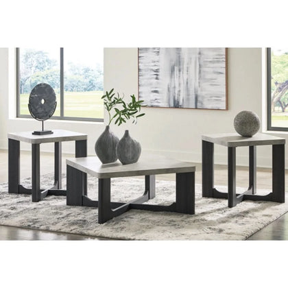 Marlin Charcoal Grey Contemporary 3PC Cocktail Table Set with Faux Cement Top