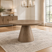 Milly Grey Modern 54-Inch Round Dining Table with Pedestal Base