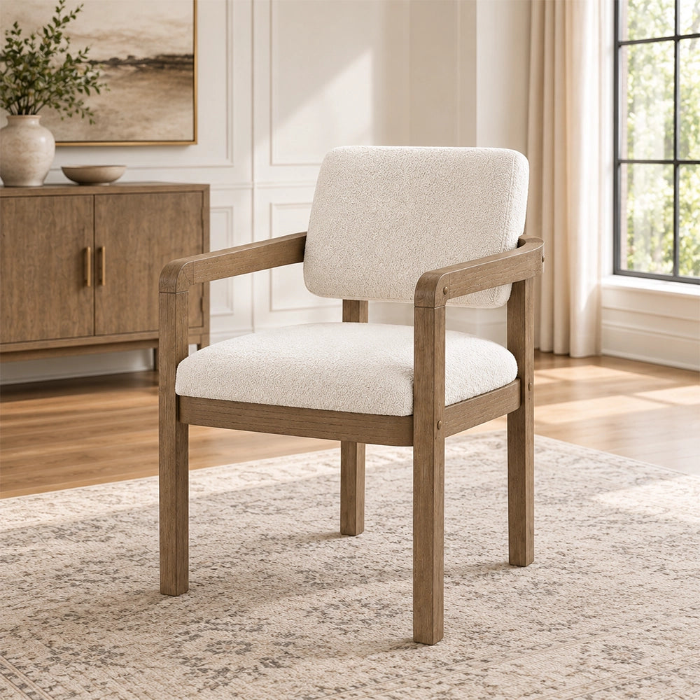 Milly Grey Modern Upholstered Dining Arm Chair