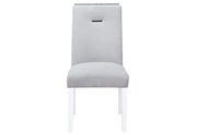 Monaco White Upholstered Dining Chair with Modern Cut-Out Back