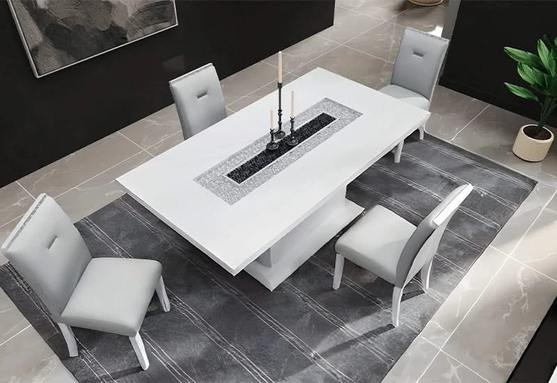 Monaco White Upholstered Dining Chair with Modern Cut-Out Back