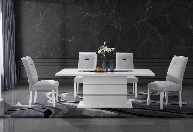 Monaco White Upholstered Dining Chair with Modern Cut-Out Back