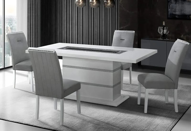 Monaco White Upholstered Dining Chair with Modern Cut-Out Back