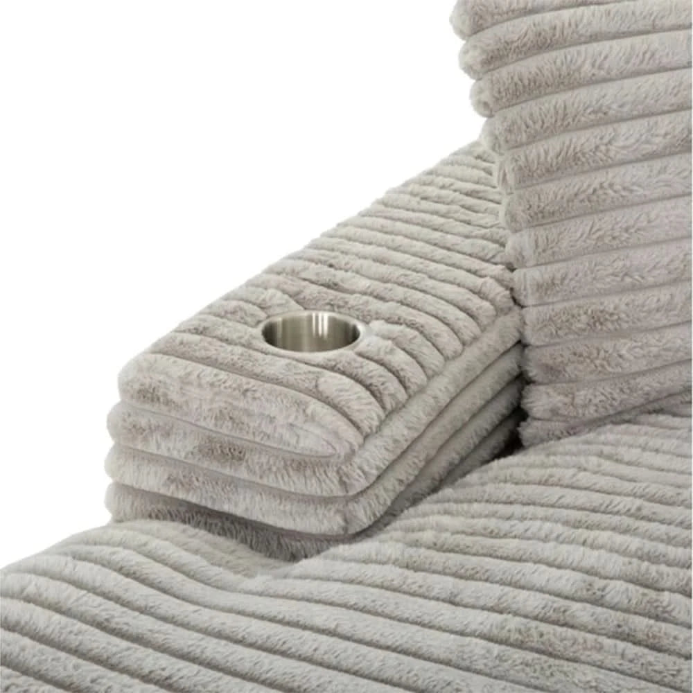 Mondo Grey Oversized Chair and a Half Chaise with Faux Fur Corduroy Texture