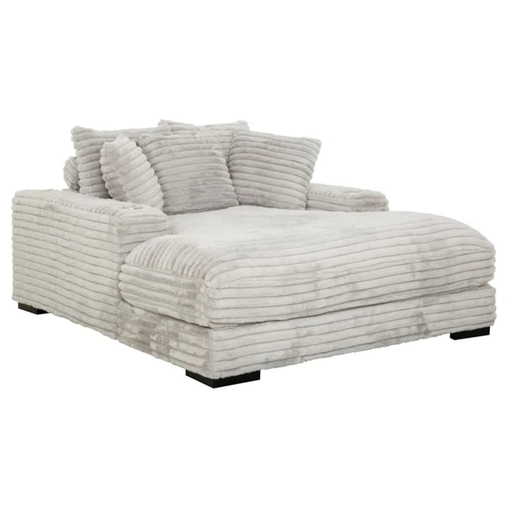 Mondo Grey Oversized Chair and a Half Chaise with Faux Fur Corduroy Texture